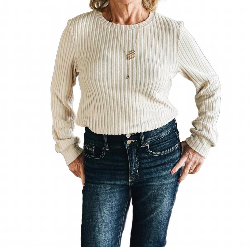 NEW LITTLE DAISY CLOSET the quiet ease ribbed top in jet stream